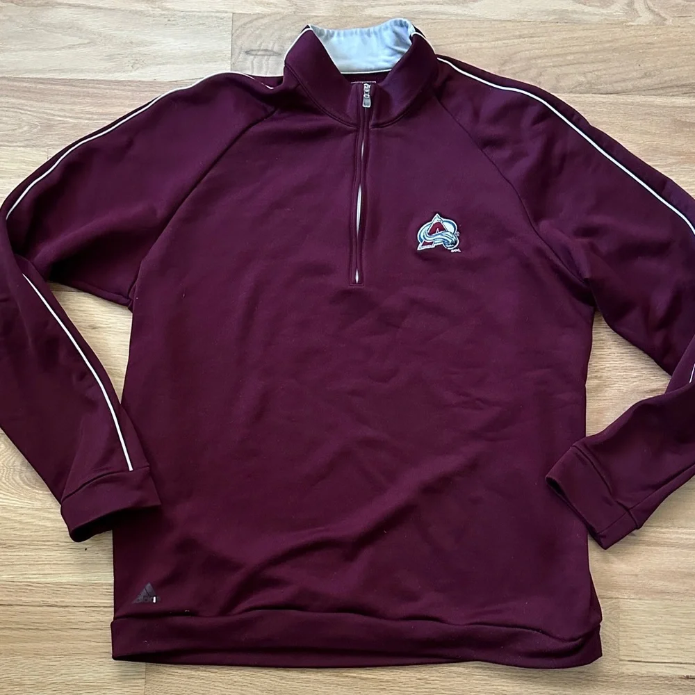 Colorado Avalanche NHL hockey 1/4 zip maroon golf sweater by Adidas men's size L